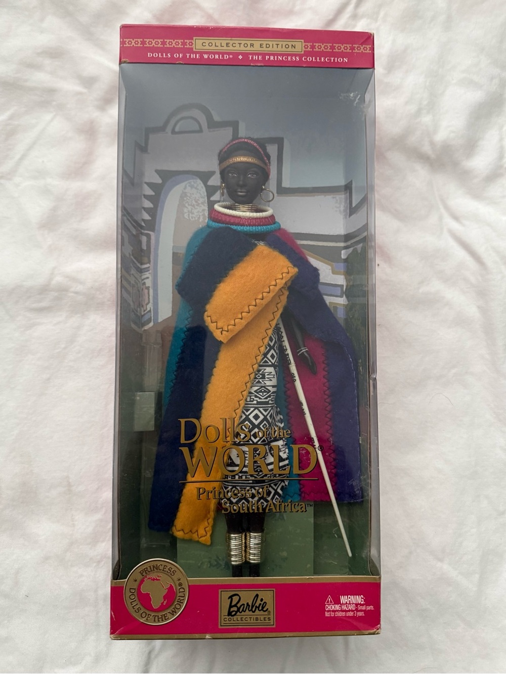 Barbie Dolls of the World Princess of South Africa - blue, yellow, pink, cream